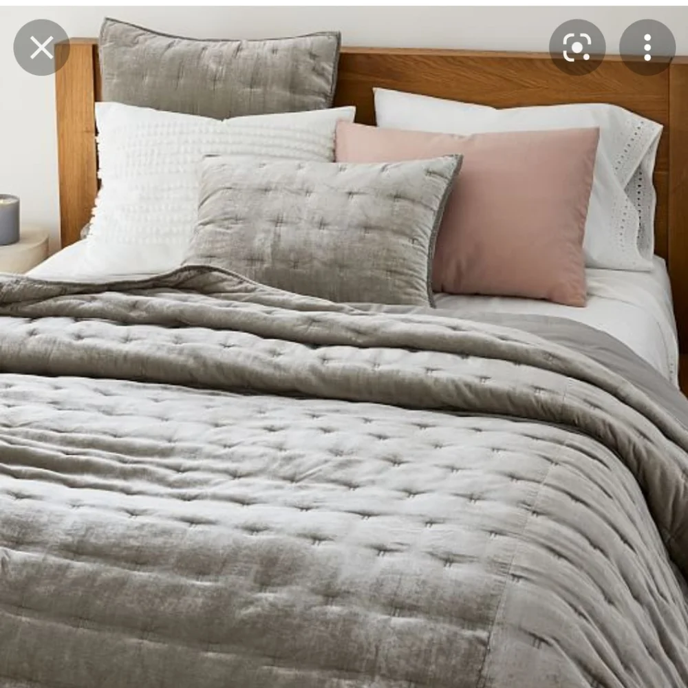 WEST ELM PLATINUM lush tack stitch standard sham gray